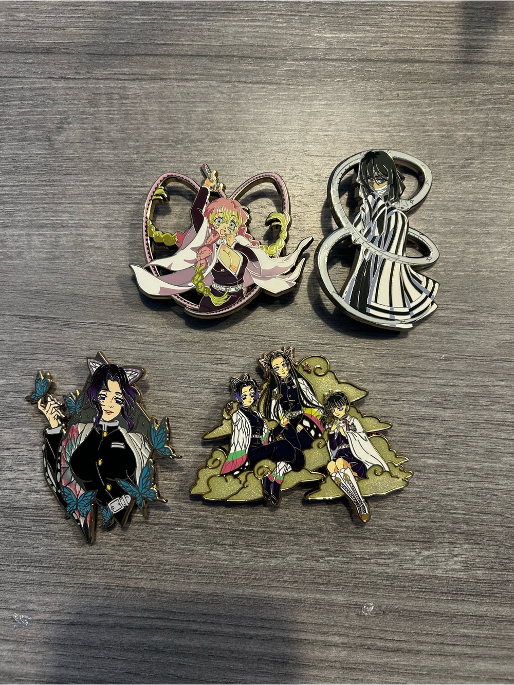 Anime Character Enamel Pin Set - Pink, Black, Purple, Green, Gold